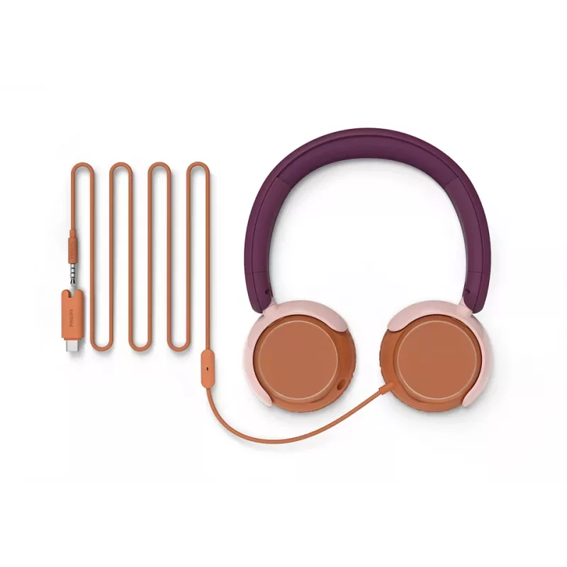 Philips 2000 sērijas TAK2000MP/00 bērnu austiņas, vadu, USB-C, oranža/violeta/rozā