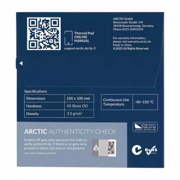 ARCTIC TP-3 Premium Performance Termopalikts 100 x 100 mm, 0.5 mm