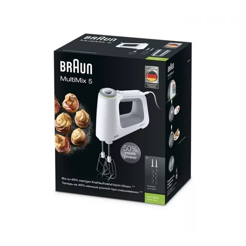 Braun HM 5000 WH Rokas mikseris 700 W Pelēks, Balts