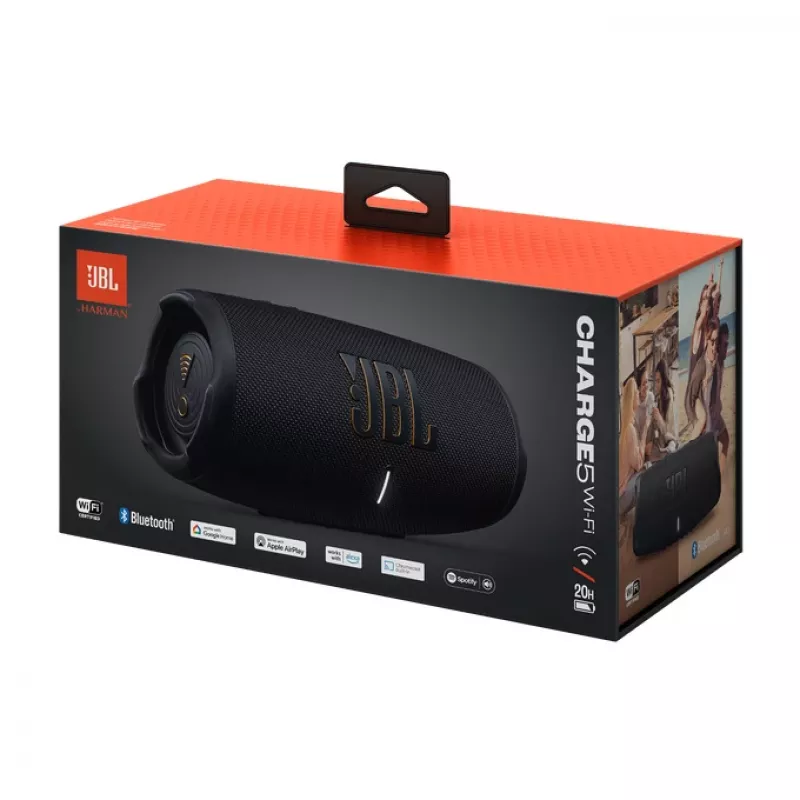 JBL Charge 5 Wi-Fi stereo portatīvais skaļrunis Black 40 W