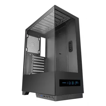 Korpus TACENS MARS MC-PULSAR LCD ATX Midi Tower, rūdīts stikls, priekšējais LCD, USB-C, atbalsta GPU 33.2 cm