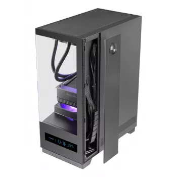Korpus TACENS MARS MC-PULSAR LCD ATX Midi Tower, rūdīts stikls, priekšējais LCD, USB-C, atbalsta GPU 33.2 cm