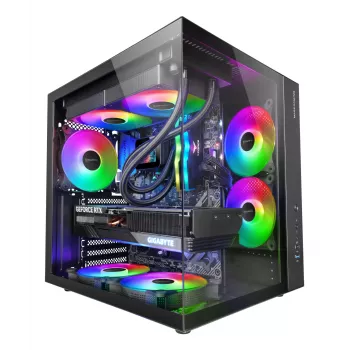 PC korpuss TACENS Mars Gaming MCV-ONE Midi Tower — Melns, ATX/Micro-ATX/Mini-ITX, rūdīts stikls, atbalsta 120 mm ventilatoru
