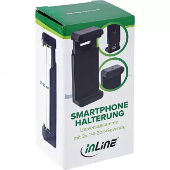 InLine Universāls mobilā telefona turētājs selfie stick tripodiem melns