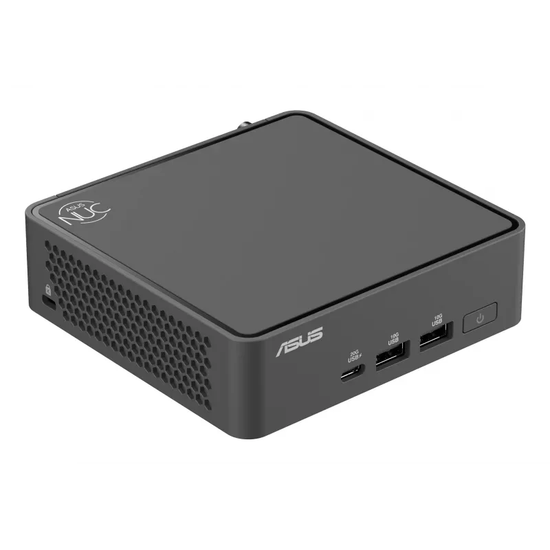 Mini-PC barebone ASUS NUC 15 Pro Slim Kit RNUC15CRKI300000 — Core 3 100U līdz 4.7 GHz, bez RAM, Intel Graphics, Wi‑Fi 6/7, Bluetooth 5.4, 1Gb + 2.5Gb Ethernet, melns