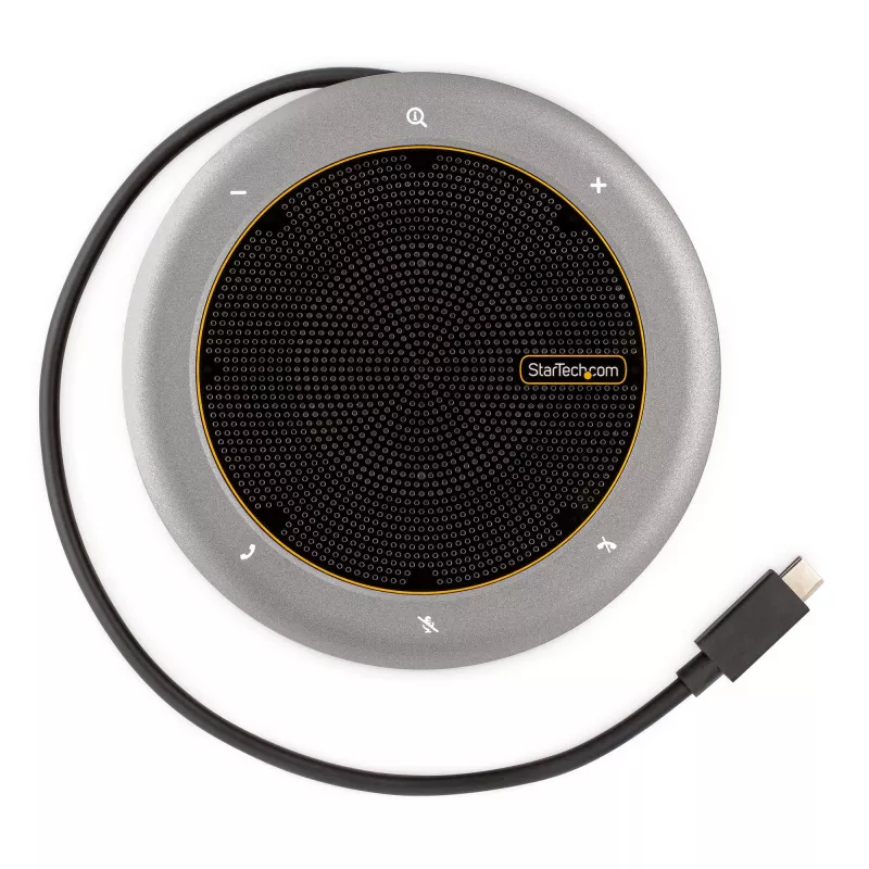 StarTech.com USB-C skaļruņu un mikrofona dokstacija, portatīvā konferences skaļruņa un audio doka, USB-C uz VGA/4K HDMI, 2x USB-A centrmezgls, mikrofons/skaļrunis, Teams/Zoom/softphone skaļrunis
