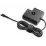 HP USB-C ceļojumu tīkla adapteris 65W — kompakts 100–240V iekštelpu lādētājs, melns, 74×74×28.5 mm