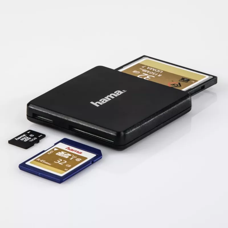 Hama USB 3.0 daudzkaršu lasītājs, SD/microSD/CF, melns
