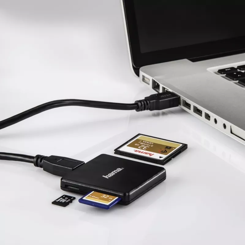 Hama USB 3.0 daudzkaršu lasītājs, SD/microSD/CF, melns