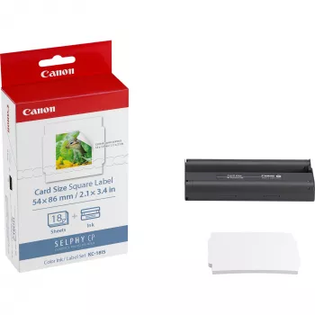 Canon KC-18IS krāsu tintes + uzlīmju papīra komplekts, 18 loksnes (54 x 86 mm)