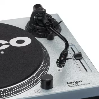 Lenco L-3809ME tiešās piedziņas atskaņotājs — manuāls, USB Type-A, metāliski zils