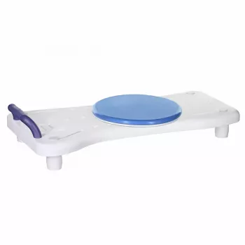 Vannas sols ActionMed LW400AM 2-in-1 ar grozāmu pārvietošanas disku, balts, mitrumizturīgs, ergonomisks sēdeklis, pakarināšanas atvere