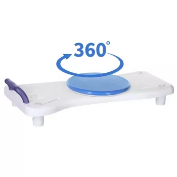 Vannas sols ActionMed LW400AM 2-in-1 ar grozāmu pārvietošanas disku, balts, mitrumizturīgs, ergonomisks sēdeklis, pakarināšanas atvere