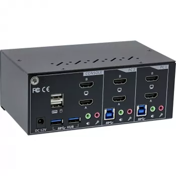 KVM Desktop Slēdzis InLine 62652I 2-portu Divu Monitoru HDMI 4K USB 3.0 Audio