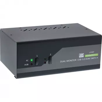 InLine KVM darbvirsmas slēdzis, 2 porti, Divu monitoru DP 1.2, 4K, USB 3.0, Audio