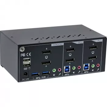 InLine KVM darbvirsmas slēdzis, 2 porti, Divu monitoru DP 1.2, 4K, USB 3.0, Audio