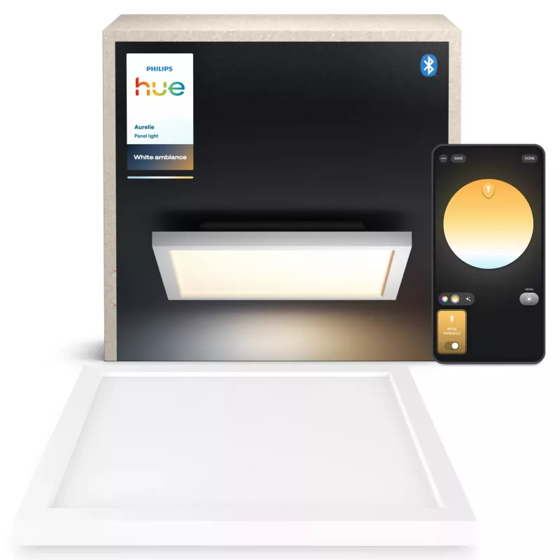 Philips Aurelle Square Panel Light – viedais griestu panelis, Bluetooth/Zigbee, balts, LED, alumīnijs, regulējams