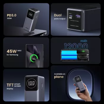 Portatīvais akumulators Ugreen 12000mAh 100W ātrā uzlāde