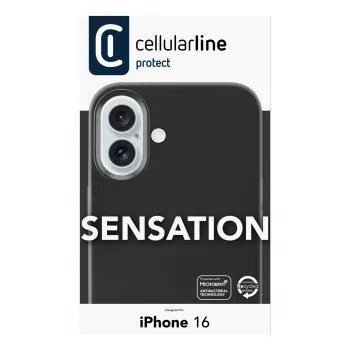 Cellularline Sensation - iPhone 16 Silikona maciņš, mīksts pieskāriens, melns