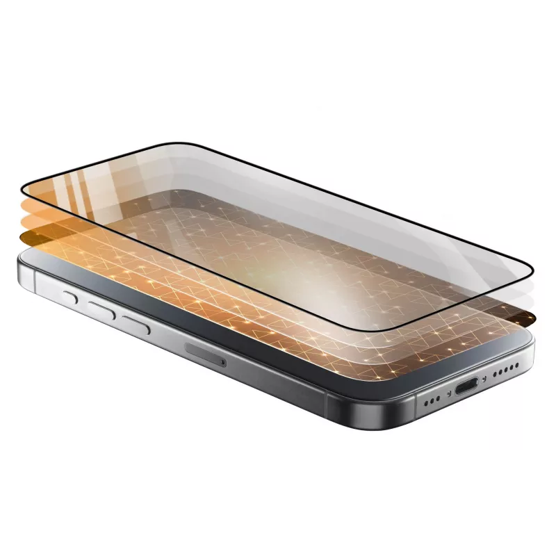 Cellularline Fortified Xtreme Glass aizsargstikls iPhone 16 – pastiprinātas malas, triecienizturīgs, viegli uzliekams
