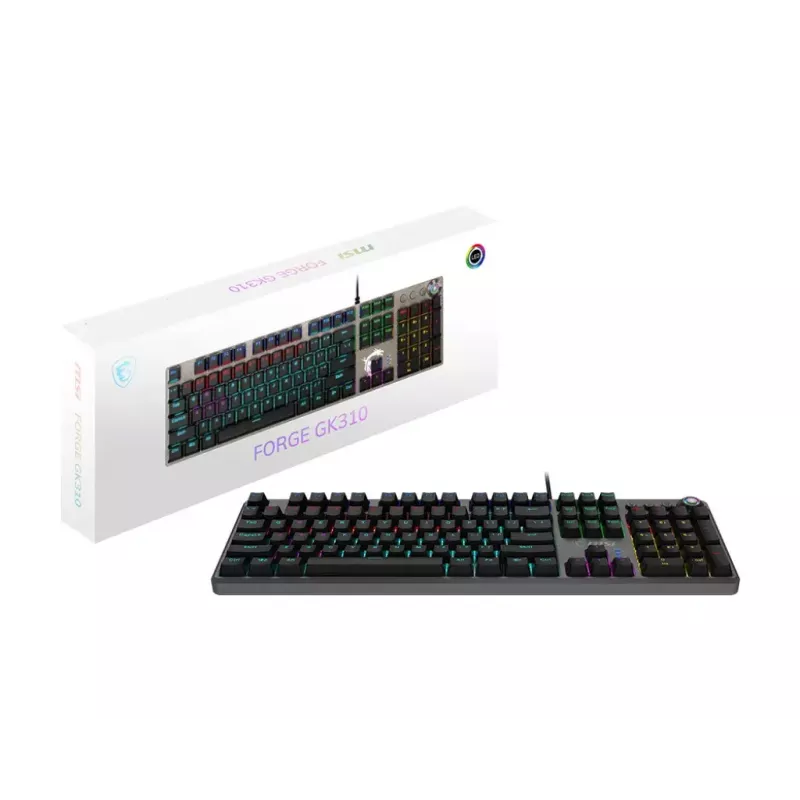 Spēļu tastatūra MSI FORGE GK310 RED DE mehāniskā USB QWERTY melna