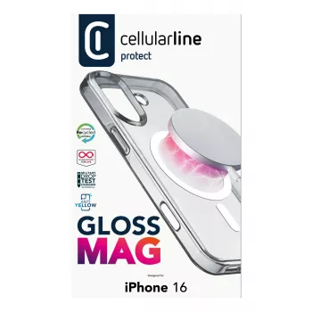 Cellularline Gloss Mag - Caurspīdīgs magnētiskais vāciņš iPhone 16 ar MagSafe saderību