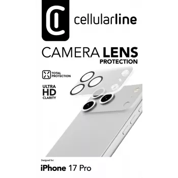 Cellularline kameras objektīva aizsargs iPhone 17 Pro – caurspīdīgs