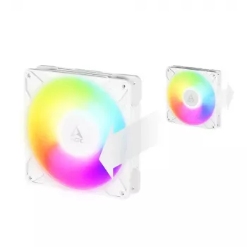 140 mm Ventilators Arctic Freezer P14 Pro Reverse A-RGB (Balts) — 166,5 m³/h, 5.1 mmH₂O, FDB, PWM, Kabeļa sadalītājs