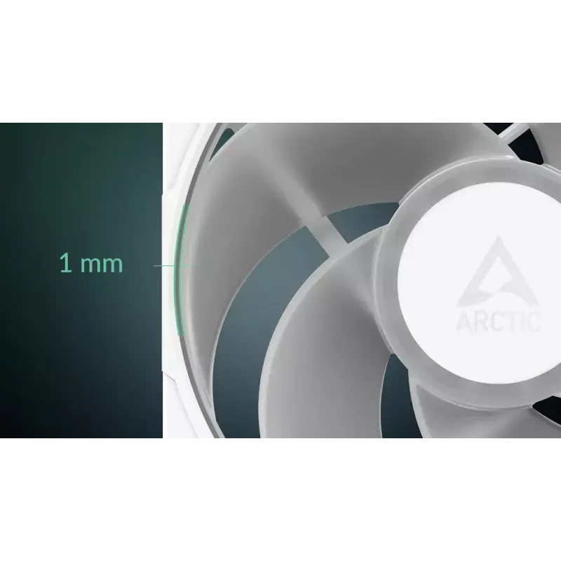 140 mm Ventilators Arctic Freezer P14 Pro Reverse A-RGB (Balts) — 166,5 m³/h, 5.1 mmH₂O, FDB, PWM, Kabeļa sadalītājs