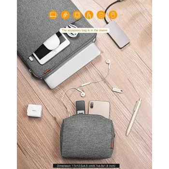 Sleeve maciņš Inateck LB01006 35,6 cm (14 collu) klēpjdatoriem, pelēks, monohromatiska virsma