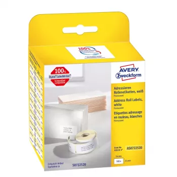 Pašlīmējošā etiķete Avery AS0722520, 25 mm x 54 mm, 500 gab.