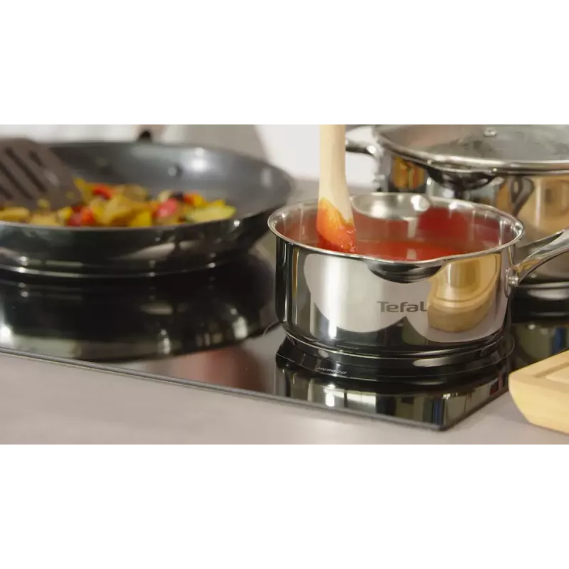 Katlu komplekts Tefal Duetto+ G719S7, nerūsējošais tērauds, 7 gab. (katliņi Ø16/20/24 cm, kastrolis Ø16 cm), indukcija, vāki, cepeškrāsns līdz 250°C