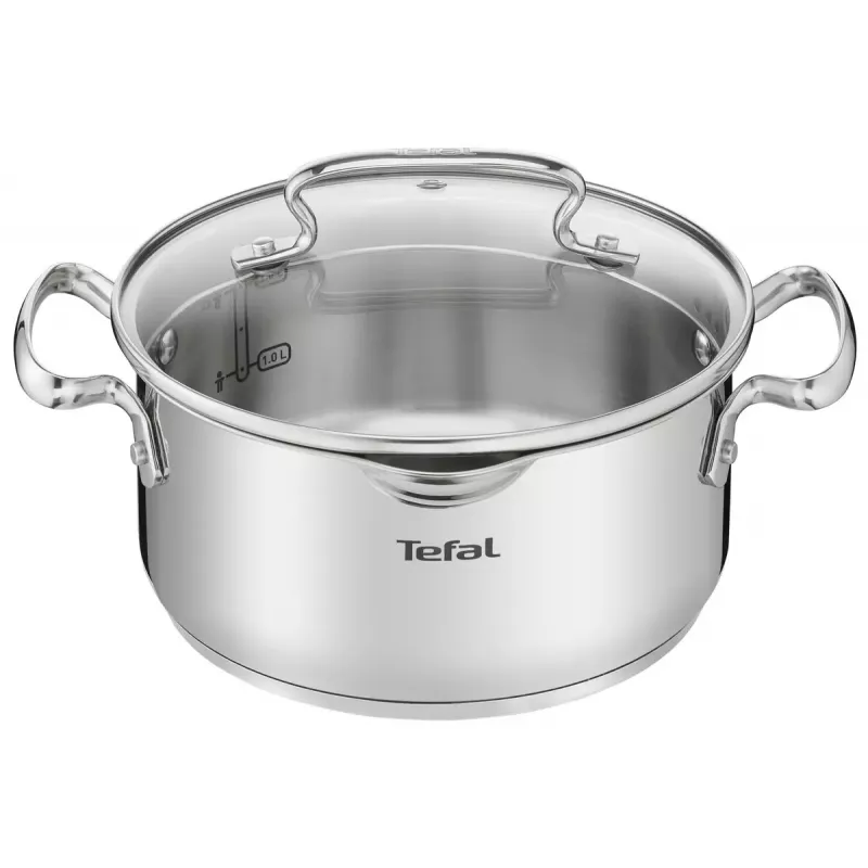 Katlu komplekts Tefal Duetto+ G719S7, nerūsējošais tērauds, 7 gab. (katliņi Ø16/20/24 cm, kastrolis Ø16 cm), indukcija, vāki, cepeškrāsns līdz 250°C