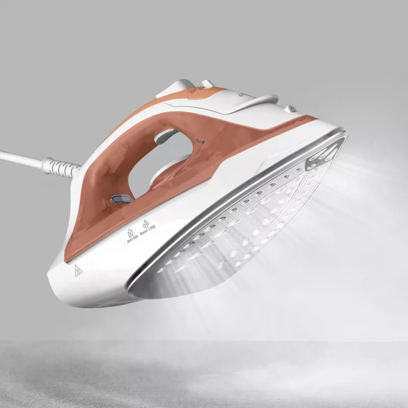 Tefal Virtuo 30 FV2C40E0 gludeklis sausai un tvaika gludināšanai, keramikas zole, 2000 W, persiku/balts