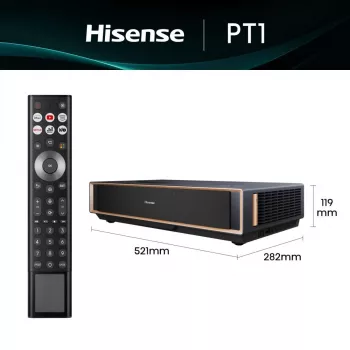 Projektors HISENSE PT1 3D Smart TV, 16:9, Wi‑Fi un Ethernet, HDR (HLG), HDMI 2.0/2.1, Melns