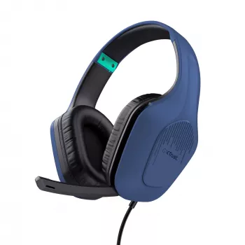 Trust GXT 415B Zirox Galvas austiņas ar vadu, pāri ausīm, spēlēm, zila