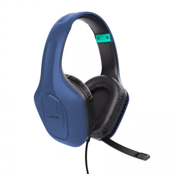 Trust GXT 415B Zirox Galvas austiņas ar vadu, pāri ausīm, spēlēm, zila