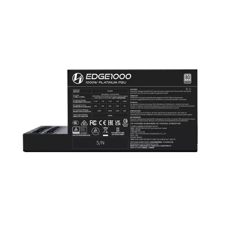 Barošanas bloks Lian Li EG1000 1000 W SFX 20-pin ATX 80 PLUS Gold Melns