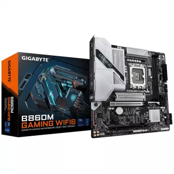 Mātesplate GIGABYTE B860M GAMING WIFI6 — Micro ATX, LGA 1851, DDR5 līdz 9066MHz, 2 DIMM, PCIe 5.0, 2.5GbE, Wi‑Fi 6E