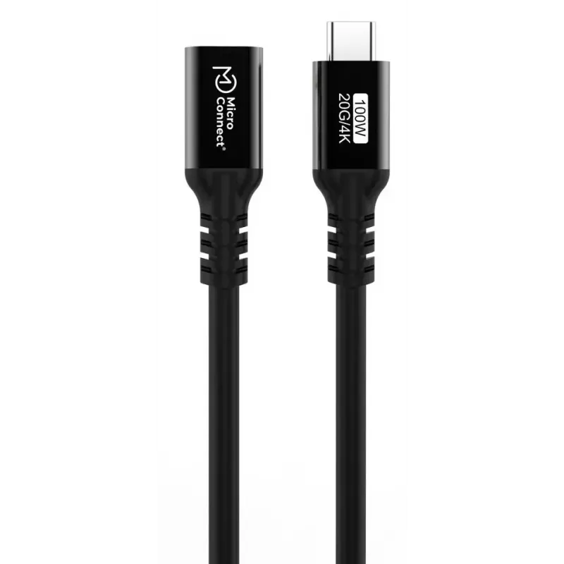 USB C uz USB C kabelis MicroConnect MC-USB3.2CC5-FA, USB 3.2 Gen 2x2, 20 Gbit/s, 5 m, Melns