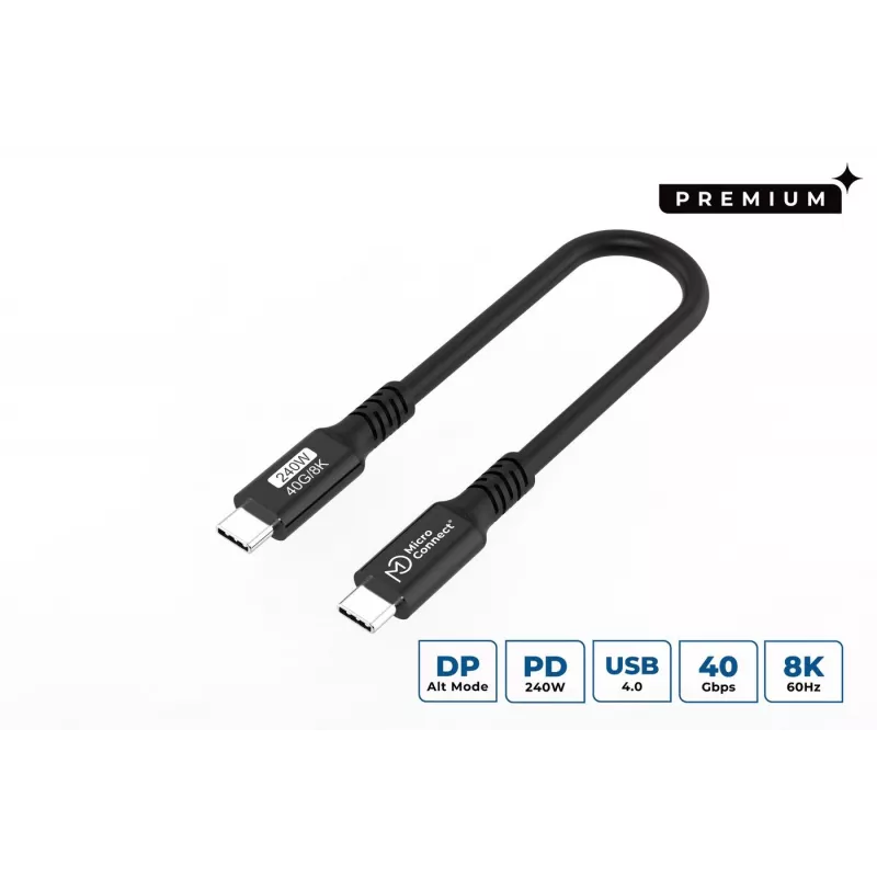 Microconnect USB4CC015-240W USB4 Gen 3x2 kabelis 0.15 m USB C Melns