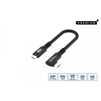 USB-C uz USB-C kabelis MicroConnect USB3.2CC015-A, USB 3.2 Gen 2x2, 20 Gbit/s, 0,15 m, melns
