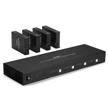 Lindy 70m Cat.6 4x4 HDMI 4K60 Matricas Paplašinātājs, 3840 x 2160 pikseļi, AV raidītājs un uztvērējs, 70 m, Vadu, Melns, HDCP