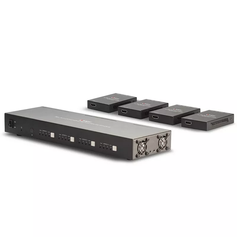 Lindy 70m Cat.6 4x4 HDMI 4K60 Matricas Paplašinātājs, 3840 x 2160 pikseļi, AV raidītājs un uztvērējs, 70 m, Vadu, Melns, HDCP