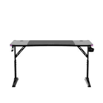Regulējama augstuma spēļu galds huzaro Hero 3.6 RGB Melns — 1400×600 mm, augstums 560–790 mm, RGB apgaismojums, H-kājas