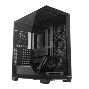 PC korpuss MODECOM VOLCANO STELLAR PLUS ARGB MIDI, 5 priekšējie ventilatori, rūdīts stikls, USB-C