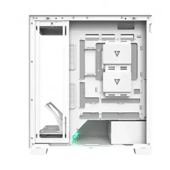 Korpuss MODECOM VOLCANO STELLAR PLUS MIDI BALTS — Midi Tower, microATX, rūdīts stikls, USB-C, atbalsta GPU līdz 420 mm