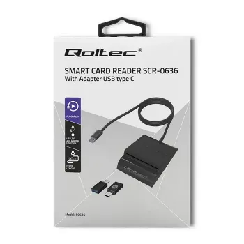 Kartes lasītājs QOLTEC Smart ID Card Reader Intelligenst Model 50636 USB Type C