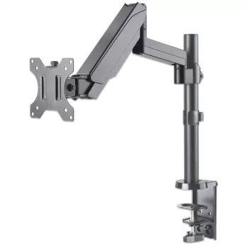 Manhattan galda stiprinājums TV un monitoriem (pilnas kustības gāzes atspere), 13 inch–27 inch, skava vai caurums, VESA 75x75 un 100x100, līdz 8 kg