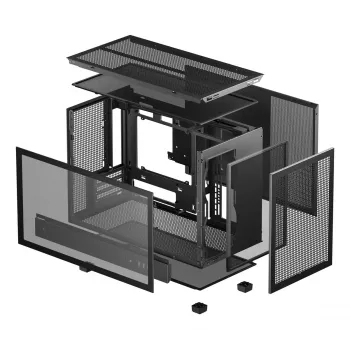 Korpuss DeepCool CH260 Micro Tower Melns — Micro-ATX/Mini-ITX, rūdīts stikls, USB-C, max GPU 413 mm